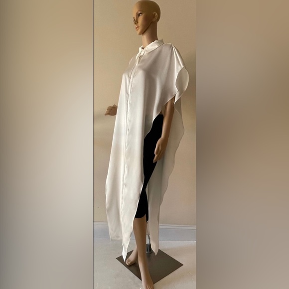 Open Invitation Sleeveless Button-down White Asymmetrical Maxi Shirt Blo… - Picture 12 of 15
